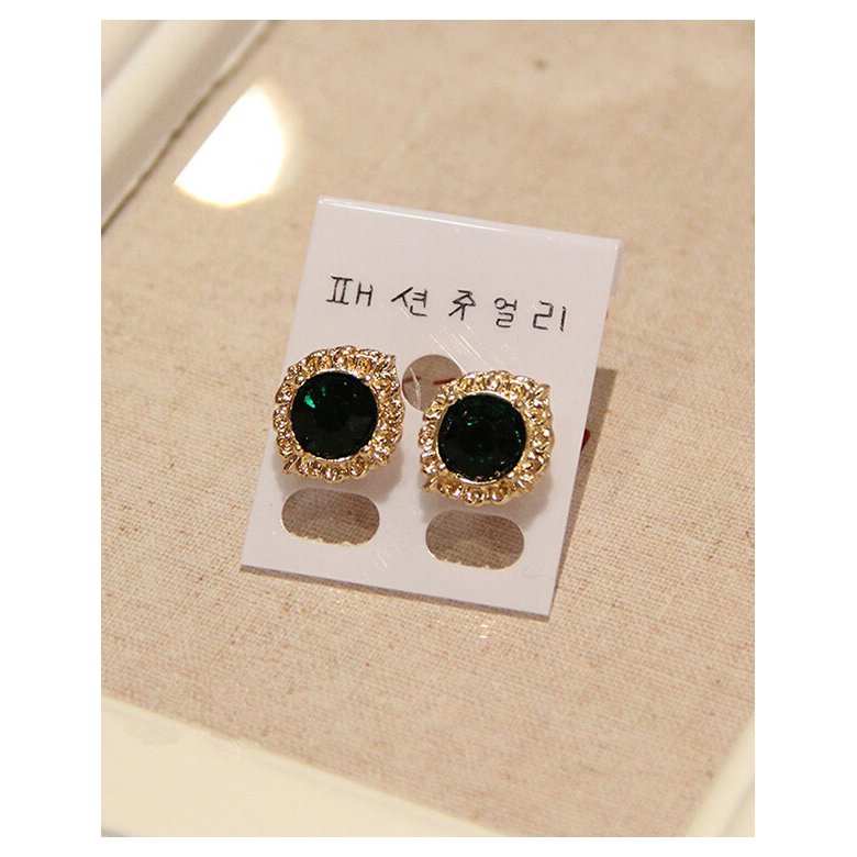 Wholesale Fashion Female Circle stud earrings synthetic emerald  Vintage Earrings Wedding jewelry For Women VGE038 2