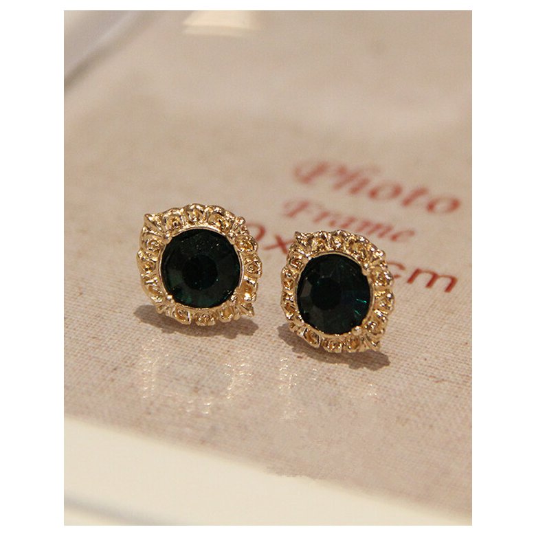 Wholesale Fashion Female Circle stud earrings synthetic emerald  Vintage Earrings Wedding jewelry For Women VGE038 3