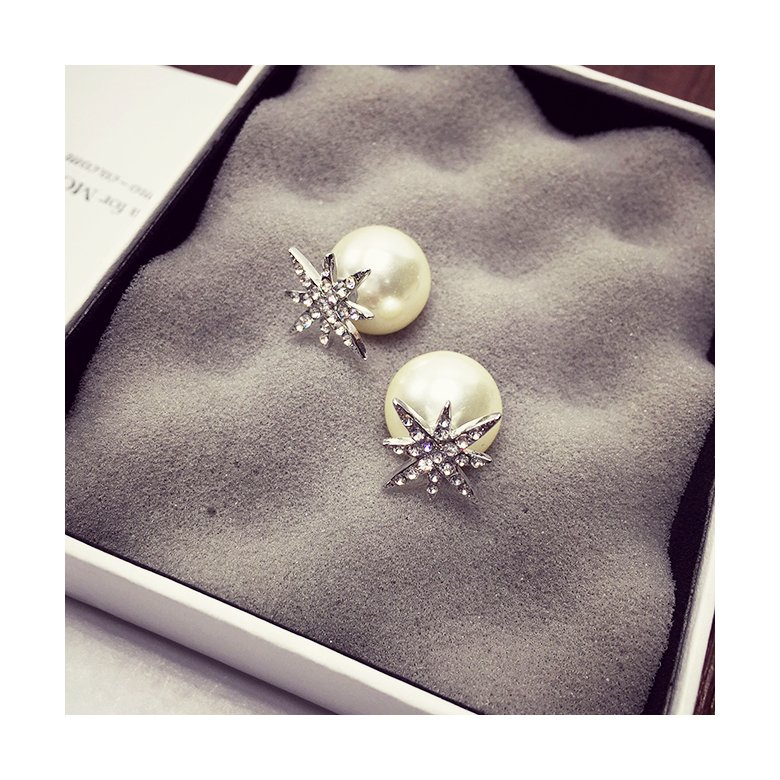 Wholesale New Fashion Simple Star Round Ball Pearl Stud Earrings For Women Wedding Jewelry Bridal Engagement Earrings Gifts VGE040 0