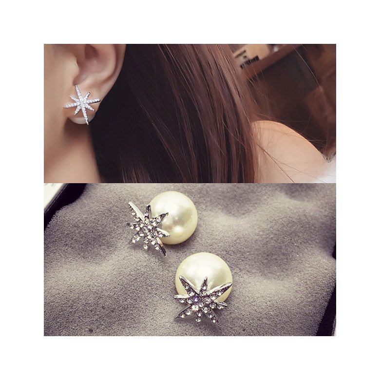 Wholesale New Fashion Simple Star Round Ball Pearl Stud Earrings For Women Wedding Jewelry Bridal Engagement Earrings Gifts VGE040 3