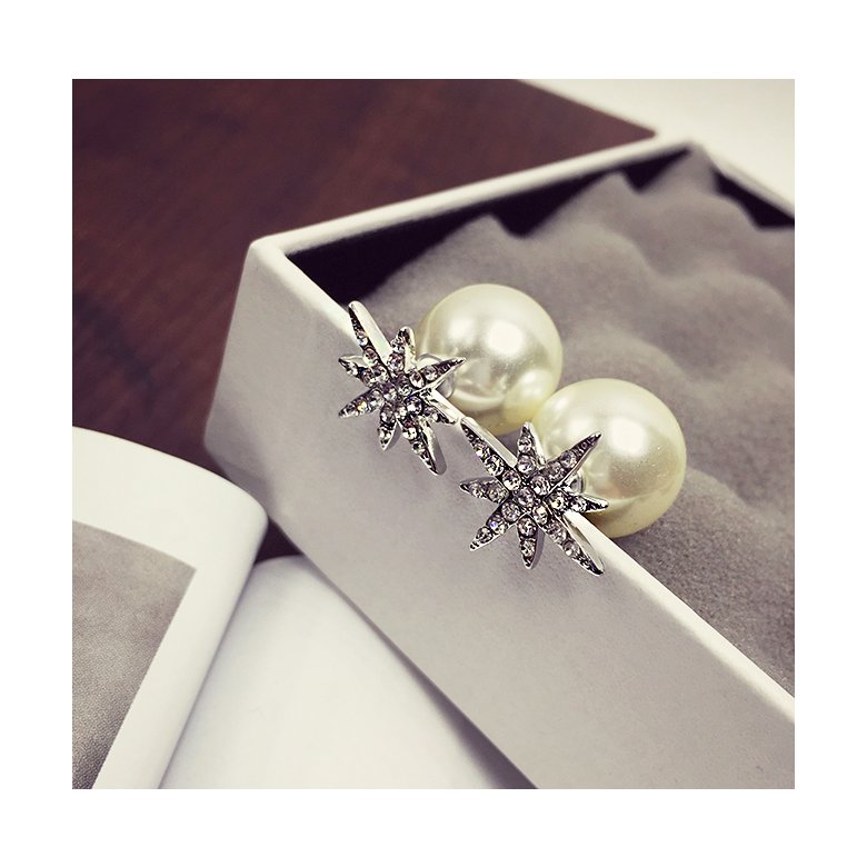 Wholesale New Fashion Simple Star Round Ball Pearl Stud Earrings For Women Wedding Jewelry Bridal Engagement Earrings Gifts VGE040 4
