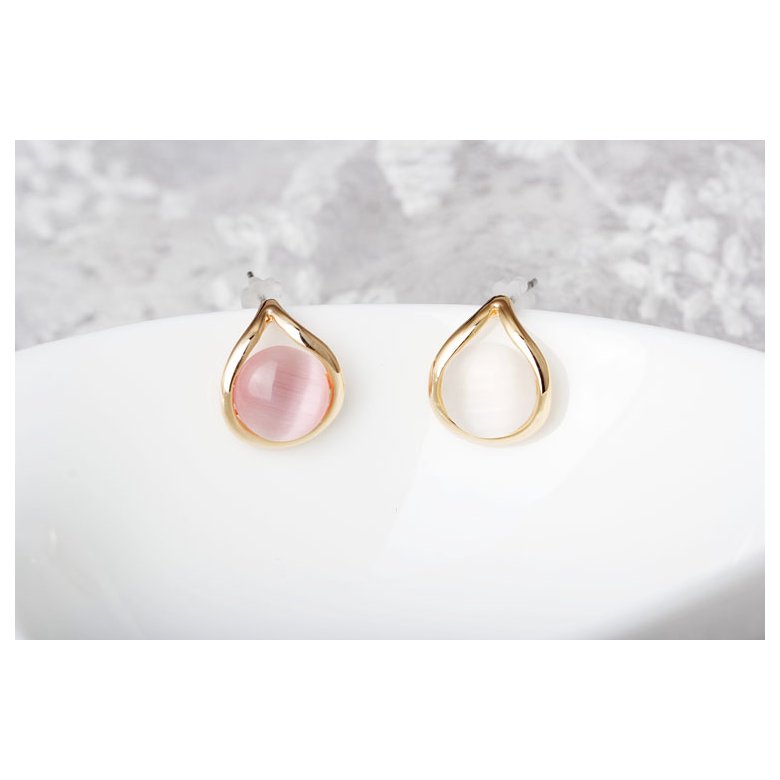 Wholesale New Vintage Round  Opal Stone Big Stud Earrings For Women fashion Temperament jewelry VGE042 0