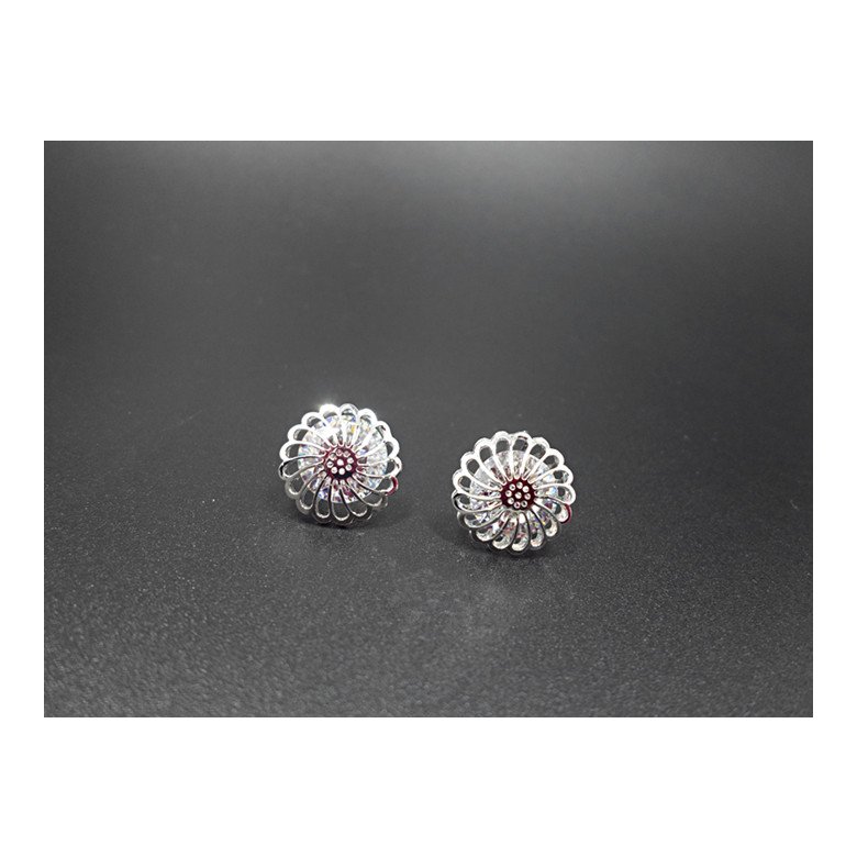 Wholesale New Arrival Jewelry hollowed-out  Flower Zircon Crystal Stud Earrings for Women Girl VGE047 2