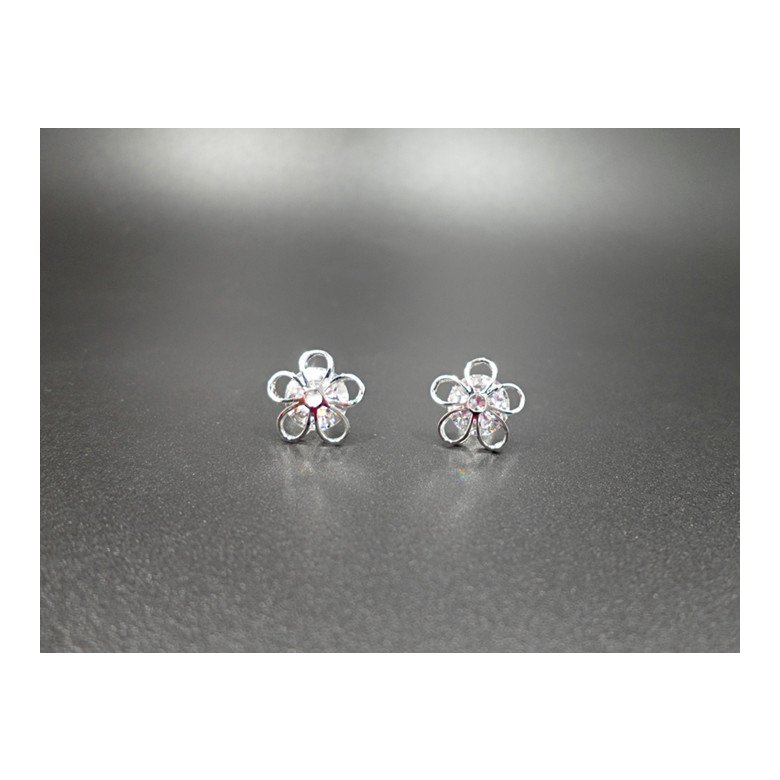 Wholesale New Arrival Jewelry hollowed-out  Flower Zircon Crystal Stud Earrings for Women Girl VGE047 3