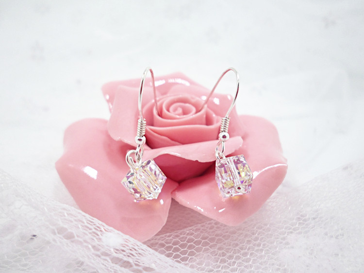 Wholesale Crystal Glass Drop Earrings For Women Girls  Dangle Hanging Earring Fashion Wedding Ear Jewelry VGE053 2