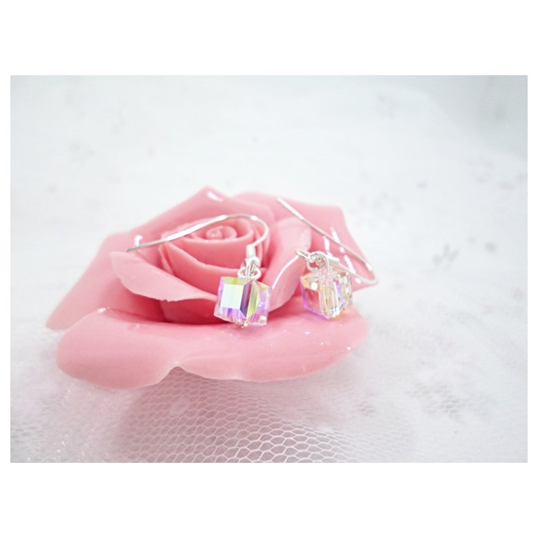 Wholesale Crystal Glass Drop Earrings For Women Girls  Dangle Hanging Earring Fashion Wedding Ear Jewelry VGE053 3