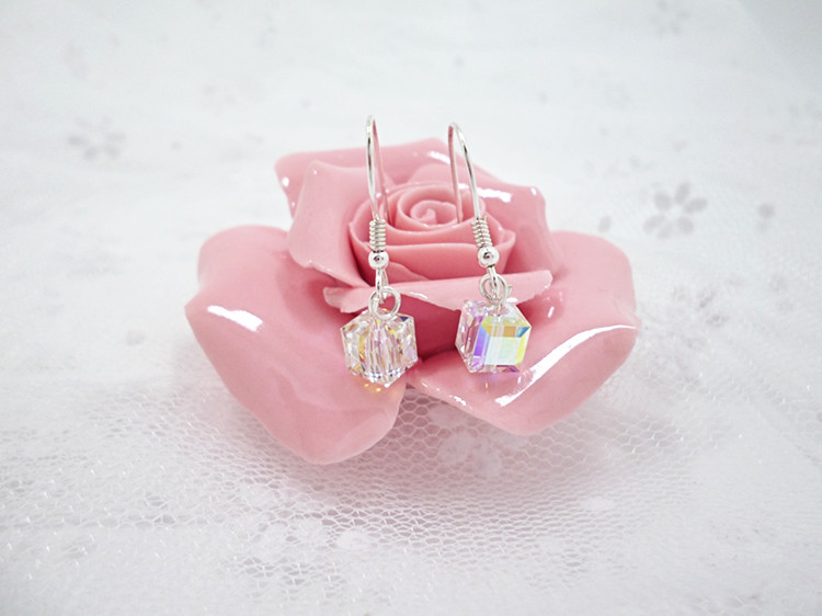 Wholesale Crystal Glass Drop Earrings For Women Girls  Dangle Hanging Earring Fashion Wedding Ear Jewelry VGE053 4