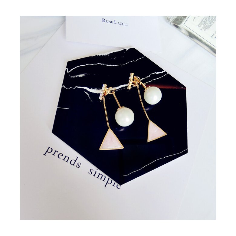 Wholesale Asymmetry Fashion 1 Pair Triangle Different pearl Women's Earrings Korean Style Earrings Jewelry Crystal Earrings  VGE055 4