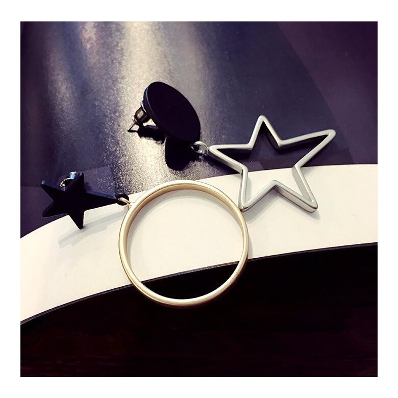 Wholesale Women Fashion Dangle Long Earrings Star circular ring Asymmetry Geometric Drop Earrings Charm Jewelry VGE058 3