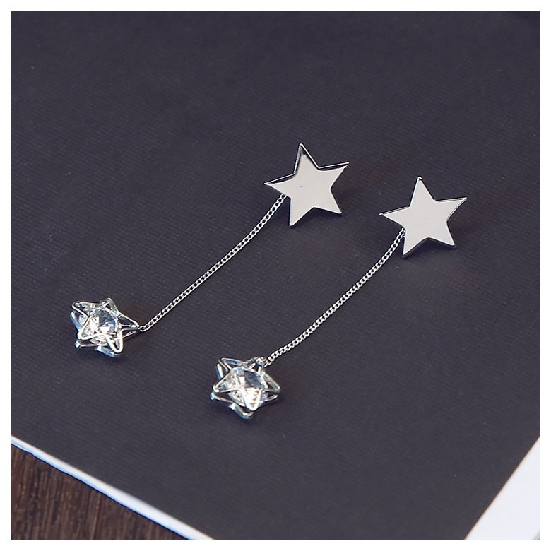 Wholesale  Exquisite Pentagram Drop Earrings for Women Long Star Crystal Dangle Earrings Fashion Jewelry Gifts VGE059 1