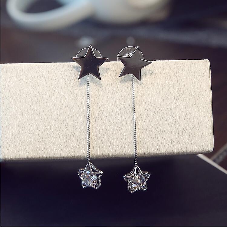 Wholesale  Exquisite Pentagram Drop Earrings for Women Long Star Crystal Dangle Earrings Fashion Jewelry Gifts VGE059 3