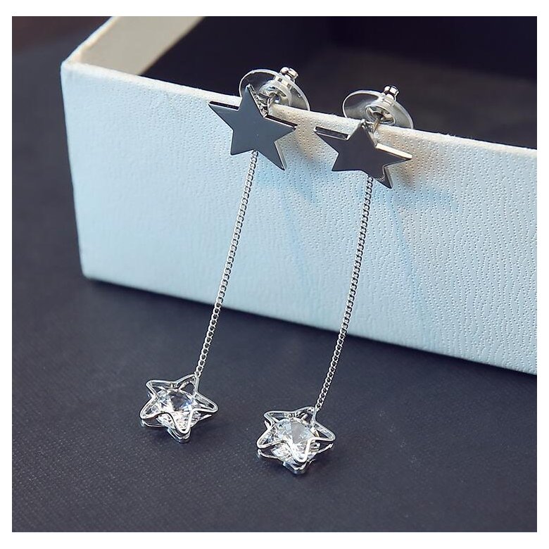 Wholesale  Exquisite Pentagram Drop Earrings for Women Long Star Crystal Dangle Earrings Fashion Jewelry Gifts VGE059 4