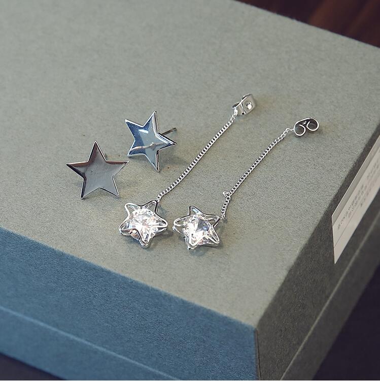 Wholesale  Exquisite Pentagram Drop Earrings for Women Long Star Crystal Dangle Earrings Fashion Jewelry Gifts VGE059 5