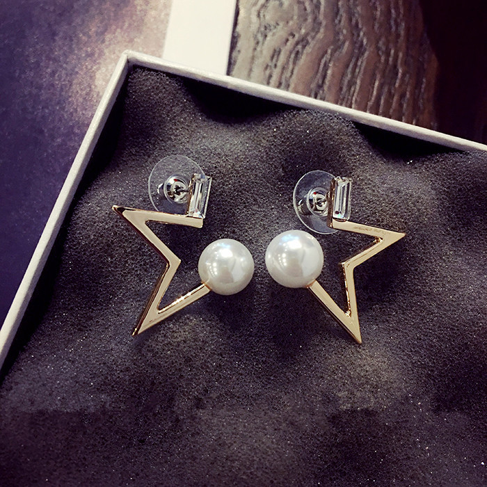Wholesale New fashion delicate pearl crystal Star temperament Women Drop earrings creative Jewelry  VGE065 1