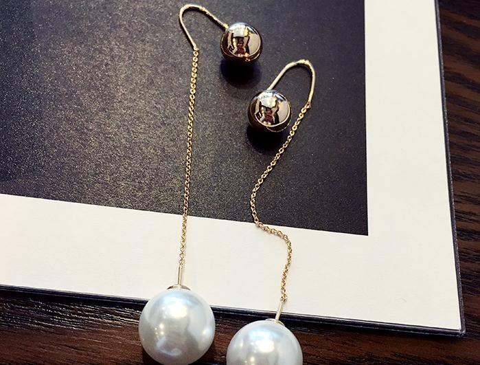 Wholesale Long Tassel Simulated Pearl Drop Earrings  For Women Classic  Ball Earrings Fashion Jewelry  VGE066 5