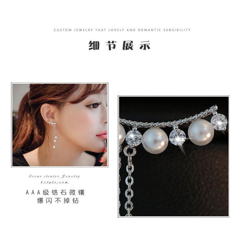 Wholesale New Fashion Hyperbole Temperament Elegant Long Drop Earrings for Women Female Tassel Simulated Pearl Pendant Earrings VGE072 0