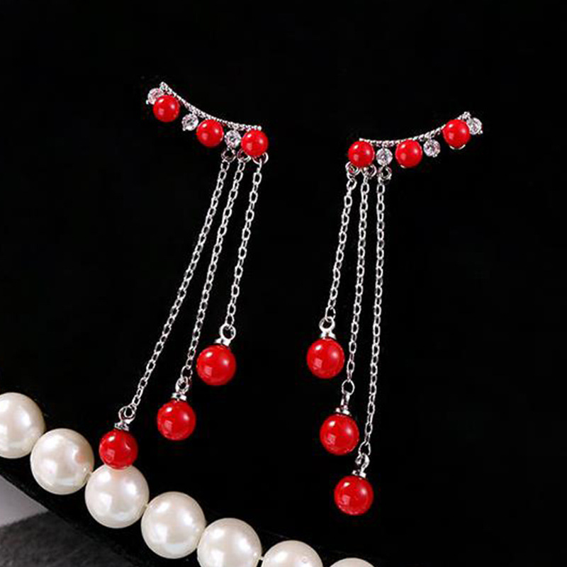 Wholesale New Fashion Hyperbole Temperament Elegant Long Drop Earrings for Women Female Tassel Simulated Pearl Pendant Earrings VGE072 5