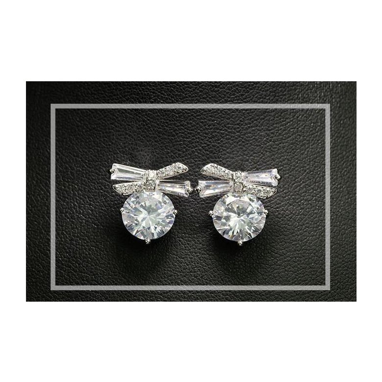 Wholesale Sparkling Zircon Stud Earrings for Women Luxury Full Zircon Bow Earrings Girls Romantic Style Wedding Engagement Party jewelry VGE073 3