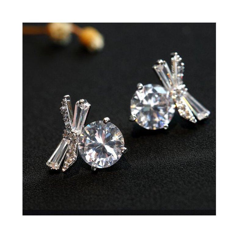 Wholesale Sparkling Zircon Stud Earrings for Women Luxury Full Zircon Bow Earrings Girls Romantic Style Wedding Engagement Party jewelry VGE073 4