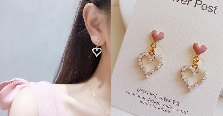 Wholesale Charmsmic Pearl Heart Dangle Earrings For Women Geometric Drop Earrings New Korean Fashio Lady Wedding Jewelry 2020 VGE074 0