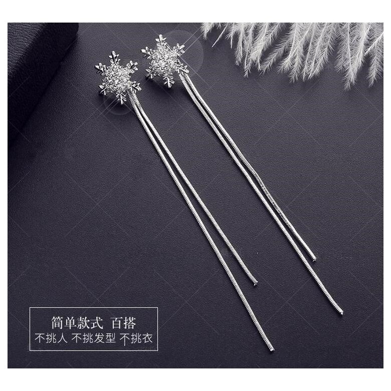 Wholesale Snowflake Tassel Earrings Christmas Snowflake Stud Earrings Pendant Rhinestone For Women Party Jewelry VGE077 3