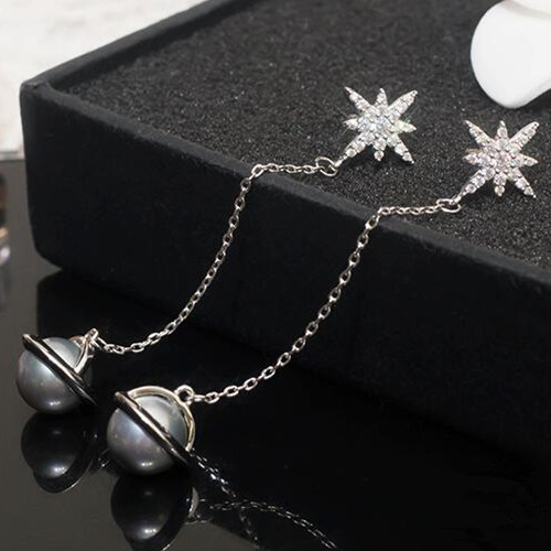 Wholesale Shiny  Snowflake star earrings  Long Tassel Dangle Earrings for Women Statement Earrings Jewelry Gifts VGE079 2