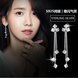 Wholesale Luxury square  Zircon Long Drop Earrings with Silver Color Tassel Korean Wedding Earring for Women Party Jewelry VGE083 1 small