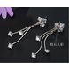 Wholesale Luxury square  Zircon Long Drop Earrings with Silver Color Tassel Korean Wedding Earring for Women Party Jewelry VGE083 3 small