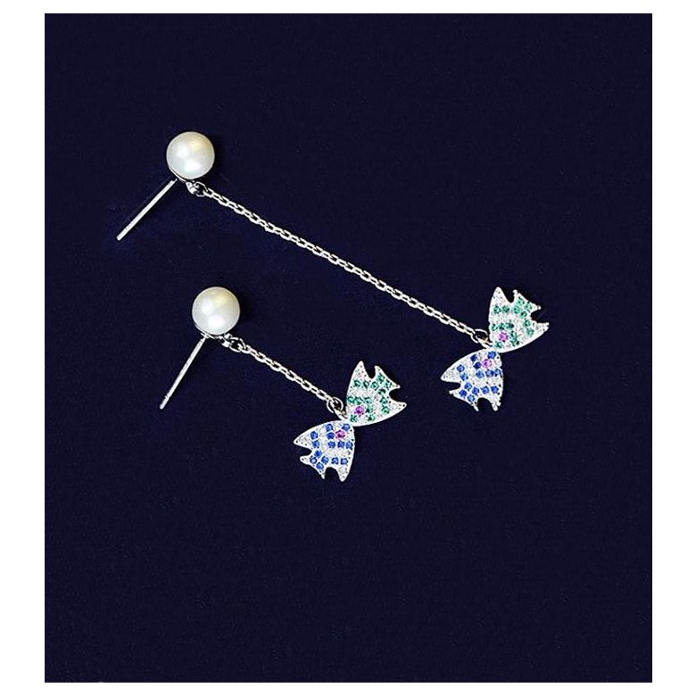 Wholesale  New Design Blue Crystal Fish Pearl Drop Earrings for Women Fashion Jewelry Long tassel earring VGE085 0