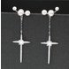 Wholesale Long Drop Earring Imitation Pearl Geometric Cross Earring Dangle Earrings For Women Girl Wedding Party Jewelry Gift 2020 Hot New VGE086 4 small