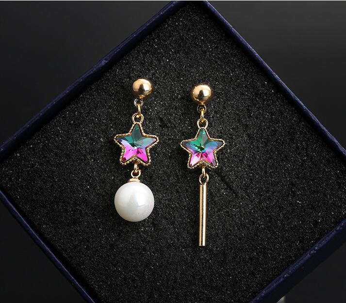 Wholesale Elegant imitation pearl colorful Star Long Tassel earring  Fashion Personality Pendant High Quality VGE088 0