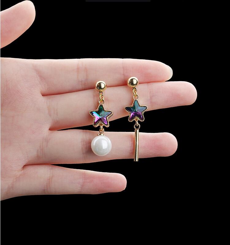Wholesale Elegant imitation pearl colorful Star Long Tassel earring  Fashion Personality Pendant High Quality VGE088 1