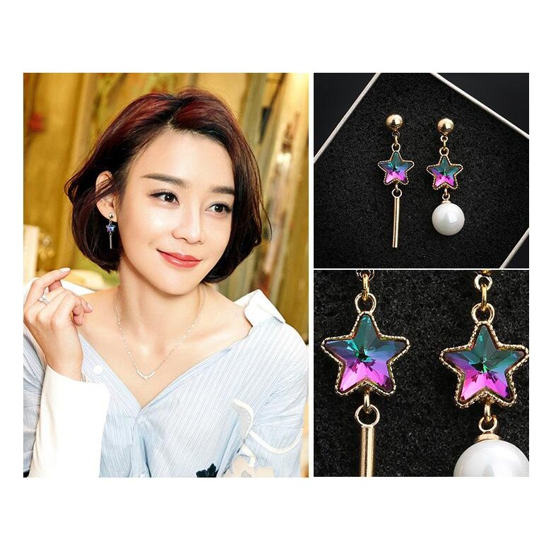 Wholesale Elegant imitation pearl colorful Star Long Tassel earring  Fashion Personality Pendant High Quality VGE088 3