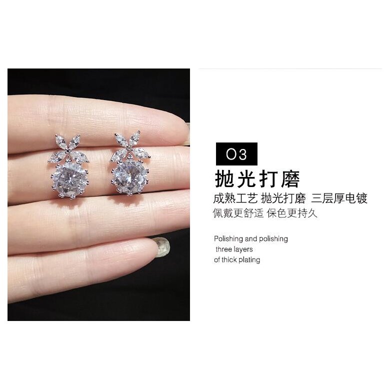 Wholesale Fashion Cute Exquisite Flower Crystal Earings White Zircon For Women Jewelry Wedding Party Gifts VGE089 3