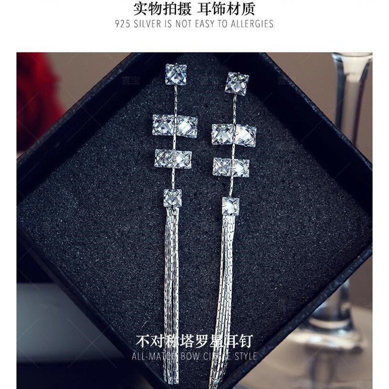 Wholesale Women's Earrings Hanging Rectangular Zircon Tassel Earrings Fashion Charm Banquet Engagement Earrings VGE092 1