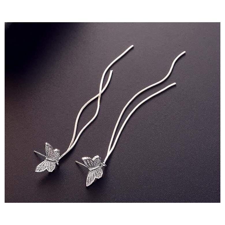 Wholesale Long Tassel Butterfly Drop Earrings Silver Color 2020 Fashion Hanging Women Earrings Summer Jewelry Girls GIfts VGE093 4