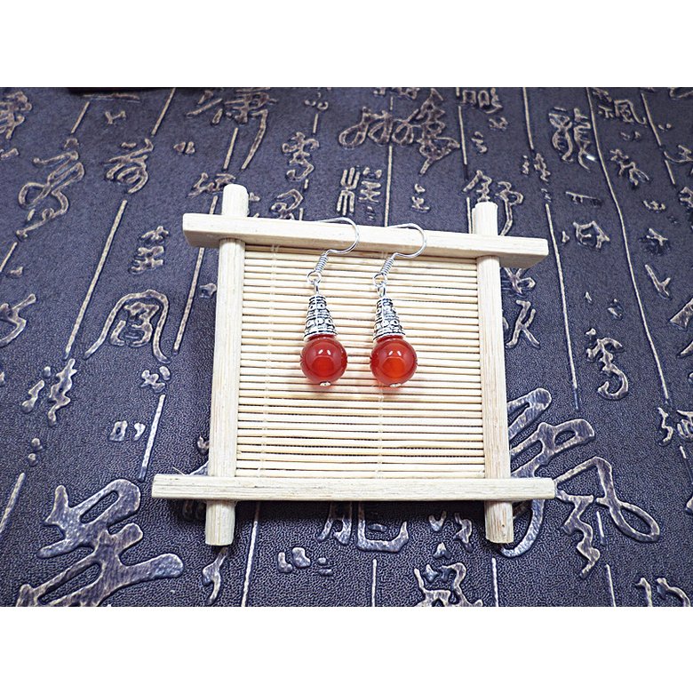 Wholesale Natural gem earrings vintage tibetan earrings for women red onyx ethnic fine jewelry women gift VGE095 2