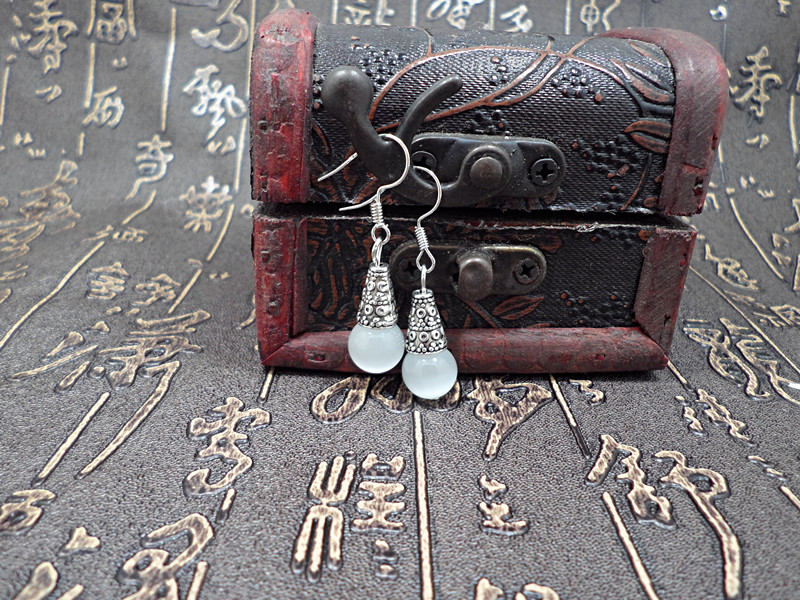 Wholesale Natural gem earrings vintage tibetan earrings for women red onyx ethnic fine jewelry women gift VGE095 6