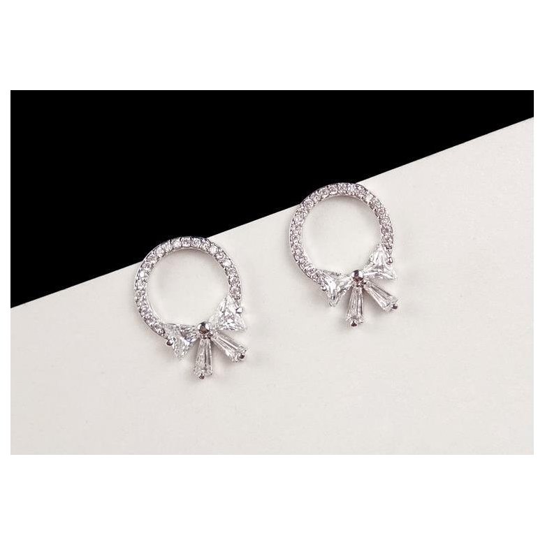 Wholesale 2020 New hot fashion high-quality zircon bow  stud earrings silver needle earrings party jewelry VGE097 1