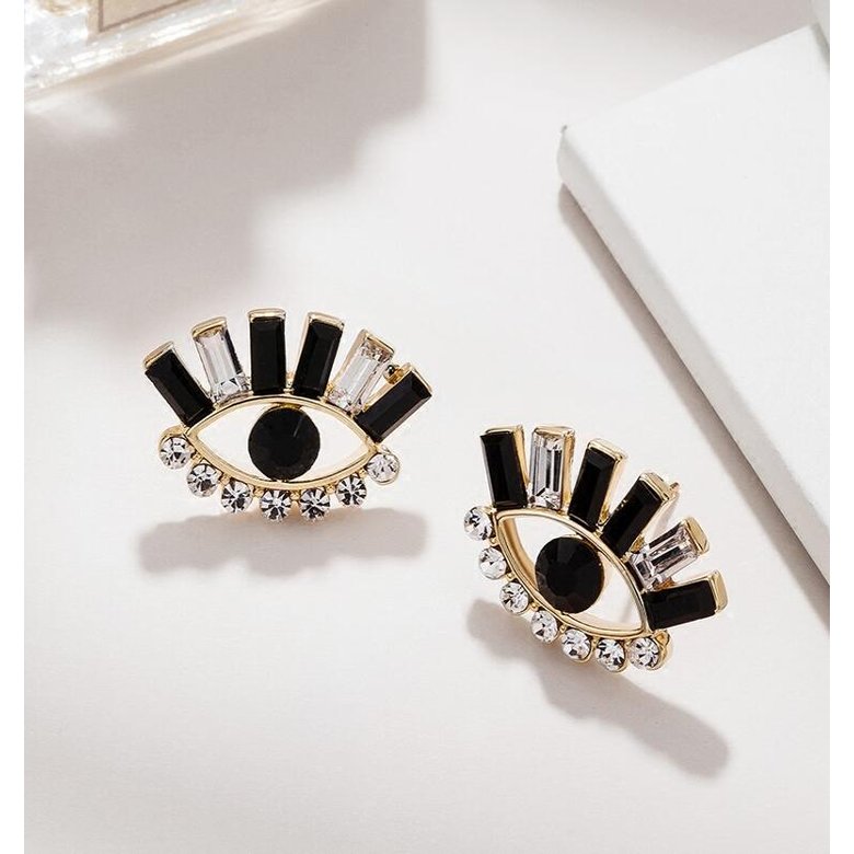 Wholesale Europe Design Vintage Eye Shape Stud Earrings For Women Fashion Personality Rhinestone Oorbellen Femme Trendy Ear Jewelry VGE098 0