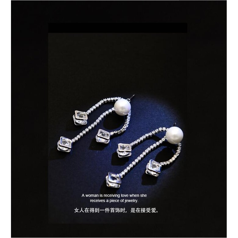 Wholesale New style 925 sterling silver Zircon Pearls Dangle Earrings for Women Box Chain Long Tassel Earring Jewelry VGE099 0