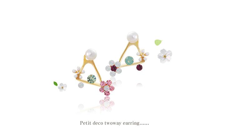 Wholesale Korean Jewelry Zircon Flower Pearl Geometry Stud Earrings For Women Statement Ear Jewelry VGE101 1