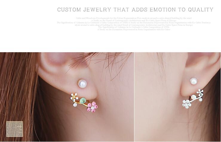 Wholesale Korean Jewelry Zircon Flower Pearl Geometry Stud Earrings For Women Statement Ear Jewelry VGE101 6