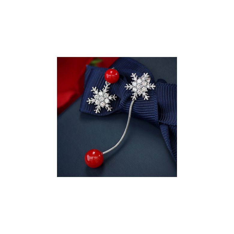 Wholesale 925 sterling silver fashion snowflake crystal pearl ladies stud earrings jewelry wholesale women Christmas gift VGE103 4