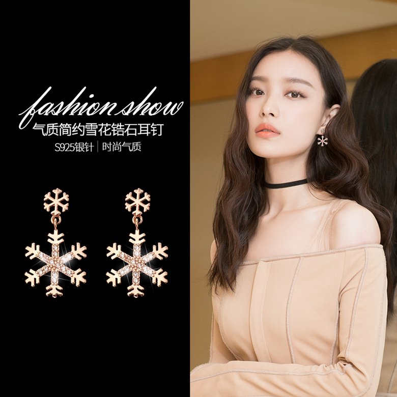 Wholesale New Fashion For Women Snowflake Earrings and Silver Color Women's Engagement Jewelry Earring Gift VGE104 0