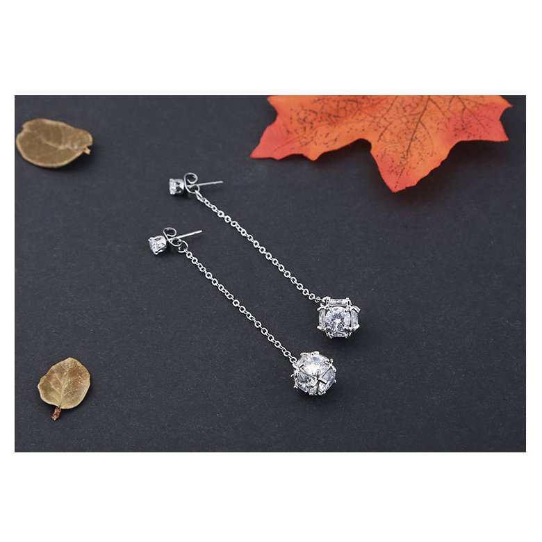 Wholesale Sparkling 925 Sterling Silver Earrings Full Crystal Beads Ball Zircon Long Tassel Earrings For Women  VGE106 0