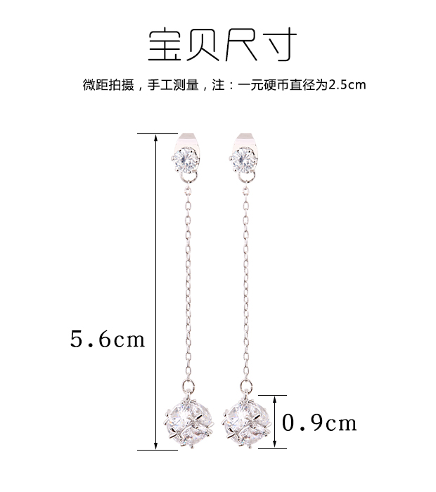 Wholesale Sparkling 925 Sterling Silver Earrings Full Crystal Beads Ball Zircon Long Tassel Earrings For Women  VGE106 1