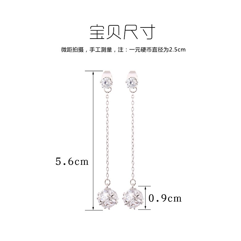 Wholesale Sparkling 925 Sterling Silver Earrings Full Crystal Beads Ball Zircon Long Tassel Earrings For Women  VGE106 1