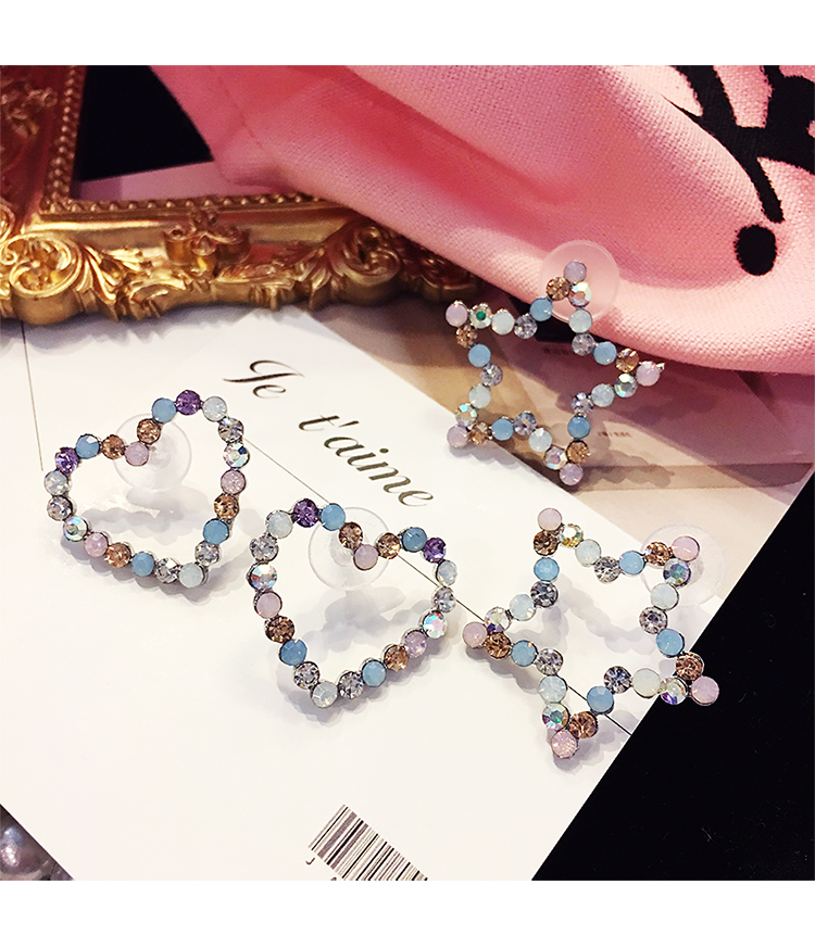 Wholesale New Arrival  color Crystal Trendy Star heart  Women Dangle Earrings fashion Jewelry  VGE108 4
