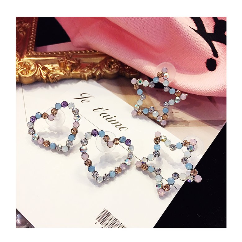 Wholesale New Arrival  color Crystal Trendy Star heart  Women Dangle Earrings fashion Jewelry  VGE108 4